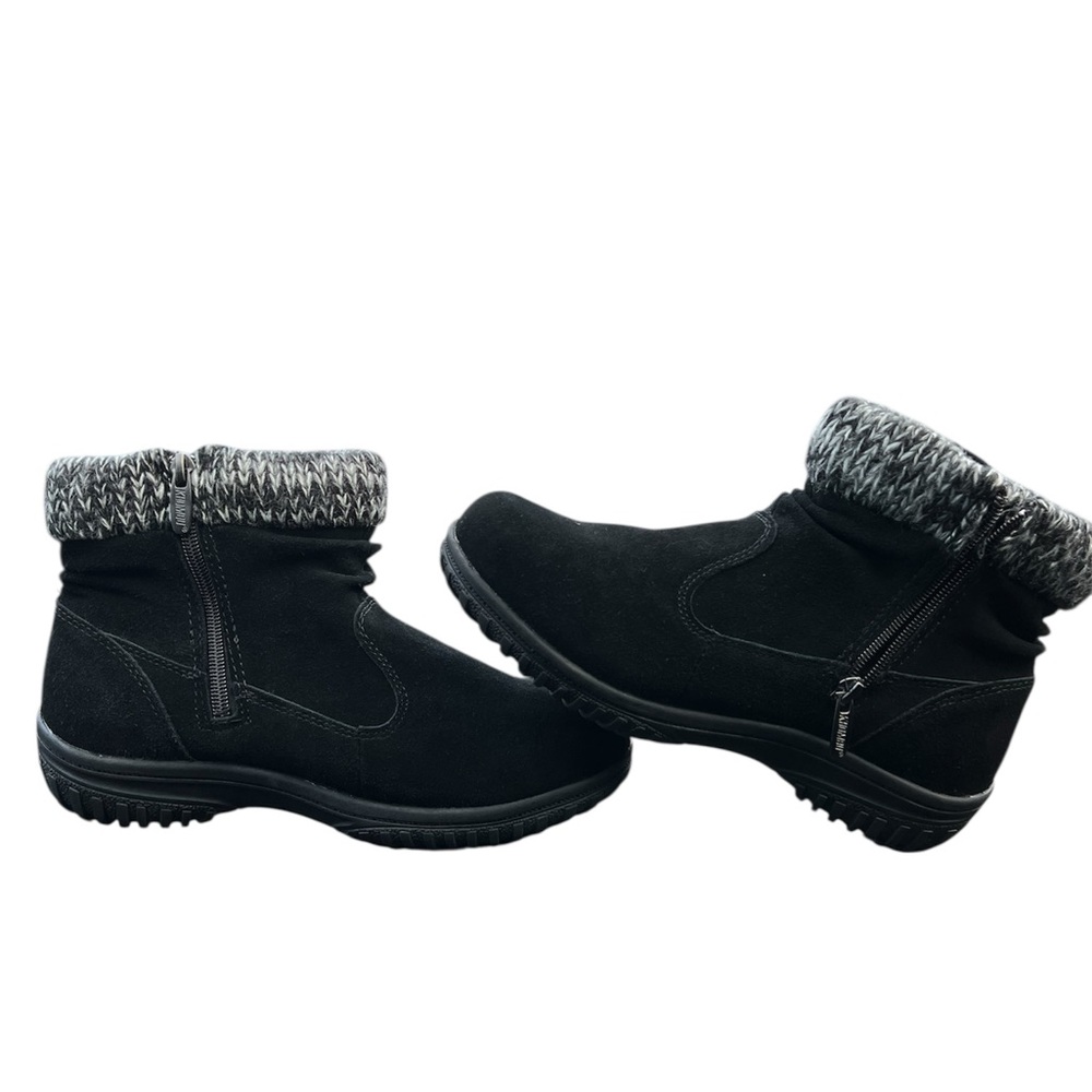 Khombu Black Winter Boots with Gray Knit Cuff